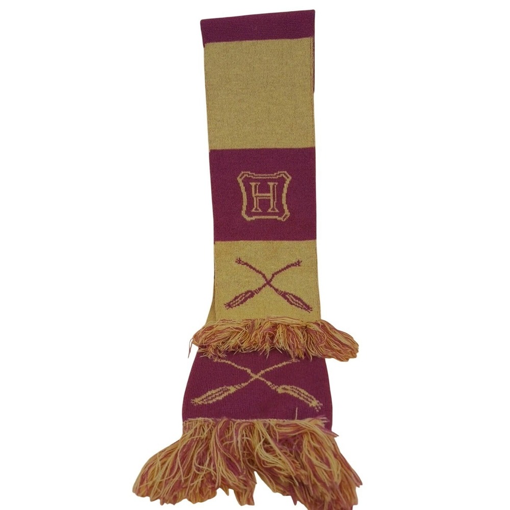 Gryffindor Knit Scarf Hogwarts Broom Wizarding World of Harry Potter 48" X 7"
